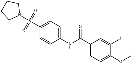 3-iodo-4-methoxy-N-[4-(1-pyrrolidinylsulfonyl)phenyl]benzamide Structure