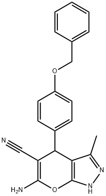 6-amino-4-[4-(benzyloxy)phenyl]-3-methyl-1,4-dihydropyrano[2,3-c]pyrazole-5-carbonitrile,315671-67-1,结构式