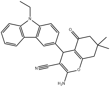 2-amino-4-(9-ethyl-9H-carbazol-3-yl)-7,7-dimethyl-5-oxo-5,6,7,8-tetrahydro-4H-chromene-3-carbonitrile Structure