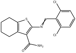 2-[(2,6-dichlorobenzylidene)amino]-4,5,6,7-tetrahydro-1-benzothiophene-3-carboxamide Structure