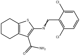 2-[(2,6-dichlorobenzylidene)amino]-4,5,6,7-tetrahydro-1-benzothiophene-3-carboxamide Struktur