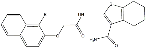 2-({[(1-bromo-2-naphthyl)oxy]acetyl}amino)-4,5,6,7-tetrahydro-1-benzothiophene-3-carboxamide Structure