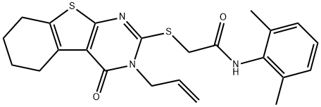 2-[(3-allyl-4-oxo-3,4,5,6,7,8-hexahydro[1]benzothieno[2,3-d]pyrimidin-2-yl)sulfanyl]-N-(2,6-dimethylphenyl)acetamide Struktur