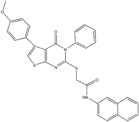 2-{[5-(4-methoxyphenyl)-4-oxo-3-phenyl-3,4-dihydrothieno[2,3-d]pyrimidin-2-yl]sulfanyl}-N-(2-naphthyl)acetamide,315676-67-6,结构式