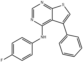 N-(4-fluorophenyl)-N-(5-phenylthieno[2,3-d]pyrimidin-4-yl)amine 化学構造式