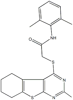 N-(2,6-dimethylphenyl)-2-[(2-methyl-5,6,7,8-tetrahydro[1]benzothieno[2,3-d]pyrimidin-4-yl)sulfanyl]acetamide,315677-22-6,结构式