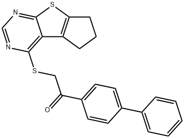 1-[1,1'-biphenyl]-4-yl-2-(6,7-dihydro-5H-cyclopenta[4,5]thieno[2,3-d]pyrimidin-4-ylsulfanyl)ethanone Structure