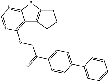 1-[1,1'-biphenyl]-4-yl-2-(6,7-dihydro-5H-cyclopenta[4,5]thieno[2,3-d]pyrimidin-4-ylsulfanyl)ethanone 结构式