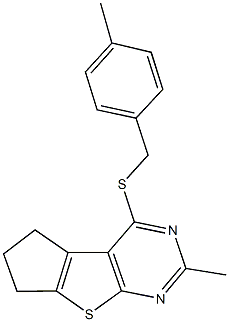 2-methyl-4-[(4-methylbenzyl)sulfanyl]-6,7-dihydro-5H-cyclopenta[4,5]thieno[2,3-d]pyrimidine Structure