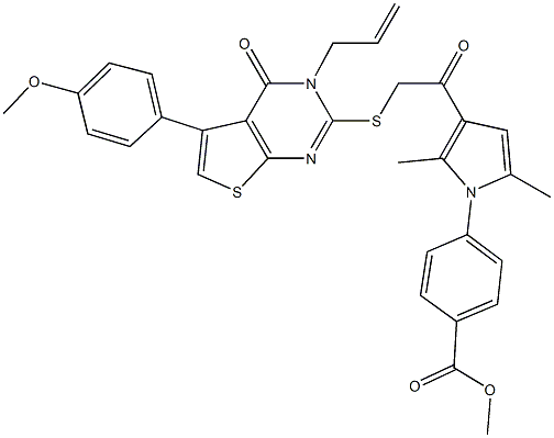 methyl 4-[3-({[3-allyl-5-(4-methoxyphenyl)-4-oxo-3,4-dihydrothieno[2,3-d]pyrimidin-2-yl]sulfanyl}acetyl)-2,5-dimethyl-1H-pyrrol-1-yl]benzoate,315681-90-4,结构式