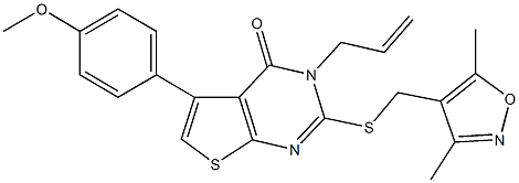 3-allyl-2-{[(3,5-dimethyl-4-isoxazolyl)methyl]sulfanyl}-5-(4-methoxyphenyl)thieno[2,3-d]pyrimidin-4(3H)-one Structure