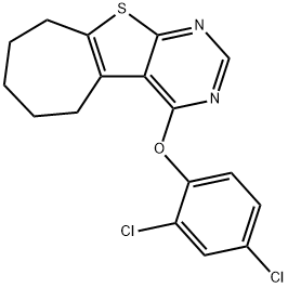 2,4-dichlorophenyl 6,7,8,9-tetrahydro-5H-cyclohepta[4,5]thieno[2,3-d]pyrimidin-4-yl ether Struktur
