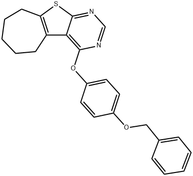 4-[4-(benzyloxy)phenoxy]-6,7,8,9-tetrahydro-5H-cyclohepta[4,5]thieno[2,3-d]pyrimidine Structure