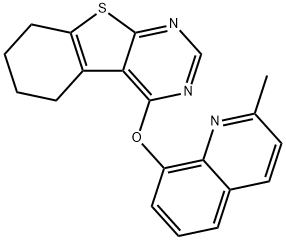 2-methyl-8-quinolinyl 5,6,7,8-tetrahydro[1]benzothieno[2,3-d]pyrimidin-4-yl ether 化学構造式