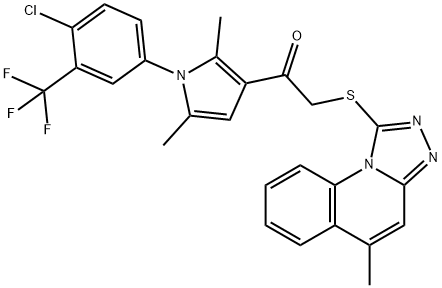 1-{1-[4-chloro-3-(trifluoromethyl)phenyl]-2,5-dimethyl-1H-pyrrol-3-yl}-2-[(5-methyl[1,2,4]triazolo[4,3-a]quinolin-1-yl)sulfanyl]ethanone 结构式