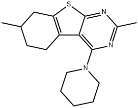 2,7-dimethyl-4-(1-piperidinyl)-5,6,7,8-tetrahydro[1]benzothieno[2,3-d]pyrimidine 结构式