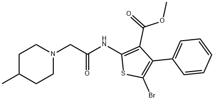 methyl 5-bromo-2-{[(4-methyl-1-piperidinyl)acetyl]amino}-4-phenyl-3-thiophenecarboxylate|