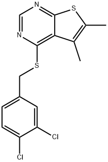 3,4-dichlorobenzyl 5,6-dimethylthieno[2,3-d]pyrimidin-4-yl sulfide Struktur