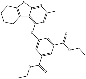 diethyl 5-[(2-methyl-5,6,7,8-tetrahydro[1]benzothieno[2,3-d]pyrimidin-4-yl)oxy]isophthalate Struktur