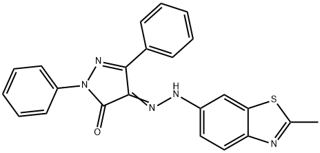 1,3-diphenyl-1H-pyrazole-4,5-dione 4-[(2-methyl-1,3-benzothiazol-6-yl)hydrazone] 化学構造式