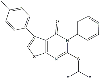 2-[(difluoromethyl)sulfanyl]-5-(4-methylphenyl)-3-phenylthieno[2,3-d]pyrimidin-4(3H)-one 化学構造式