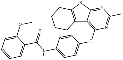 2-methoxy-N-{4-[(2-methyl-5,6,7,8-tetrahydro[1]benzothieno[2,3-d]pyrimidin-4-yl)oxy]phenyl}benzamide Struktur