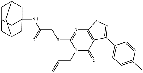N-(1-adamantyl)-2-{[3-allyl-5-(4-methylphenyl)-4-oxo-3,4-dihydrothieno[2,3-d]pyrimidin-2-yl]sulfanyl}acetamide 结构式