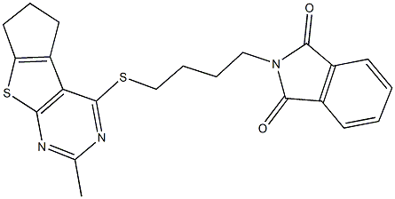 2-{4-[(2-methyl-6,7-dihydro-5H-cyclopenta[4,5]thieno[2,3-d]pyrimidin-4-yl)sulfanyl]butyl}-1H-isoindole-1,3(2H)-dione Struktur