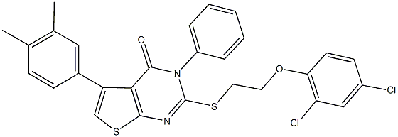 2-{[2-(2,4-dichlorophenoxy)ethyl]sulfanyl}-5-(3,4-dimethylphenyl)-3-phenylthieno[2,3-d]pyrimidin-4(3H)-one 化学構造式