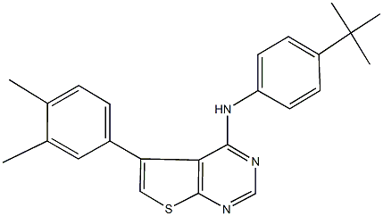 N-(4-tert-butylphenyl)-5-(3,4-dimethylphenyl)thieno[2,3-d]pyrimidin-4-amine 结构式