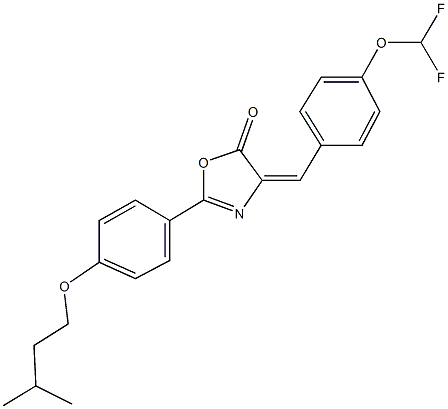 4-[4-(difluoromethoxy)benzylidene]-2-[4-(isopentyloxy)phenyl]-1,3-oxazol-5(4H)-one 化学構造式