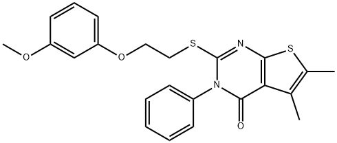 2-{[2-(3-methoxyphenoxy)ethyl]sulfanyl}-5,6-dimethyl-3-phenylthieno[2,3-d]pyrimidin-4(3H)-one Structure