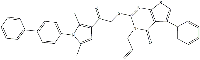 3-allyl-2-{[2-(1-[1,1'-biphenyl]-4-yl-2,5-dimethyl-1H-pyrrol-3-yl)-2-oxoethyl]sulfanyl}-5-phenylthieno[2,3-d]pyrimidin-4(3H)-one 化学構造式