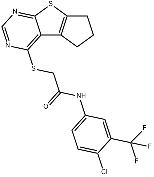 N-[4-chloro-3-(trifluoromethyl)phenyl]-2-(6,7-dihydro-5H-cyclopenta[4,5]thieno[2,3-d]pyrimidin-4-ylsulfanyl)acetamide|