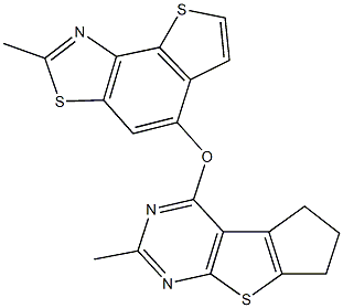 2-methyl-6,7-dihydro-5H-cyclopenta[4,5]thieno[2,3-d]pyrimidin-4-yl 2-methylthieno[2,3-e][1,3]benzothiazol-5-yl ether Structure