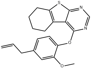 4-(4-allyl-2-methoxyphenoxy)-5,6,7,8-tetrahydro[1]benzothieno[2,3-d]pyrimidine 化学構造式