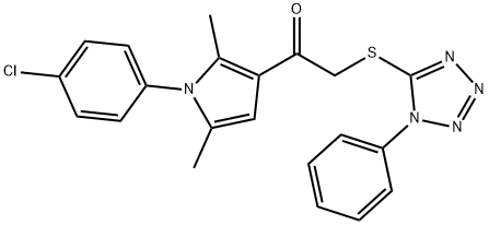 1-[1-(4-chlorophenyl)-2,5-dimethyl-1H-pyrrol-3-yl]-2-[(1-phenyl-1H-tetraazol-5-yl)sulfanyl]ethanone|