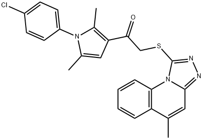 1-[1-(4-chlorophenyl)-2,5-dimethyl-1H-pyrrol-3-yl]-2-[(5-methyl[1,2,4]triazolo[4,3-a]quinolin-1-yl)sulfanyl]ethanone 化学構造式