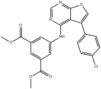 dimethyl 5-{[5-(4-chlorophenyl)thieno[2,3-d]pyrimidin-4-yl]amino}isophthalate 化学構造式
