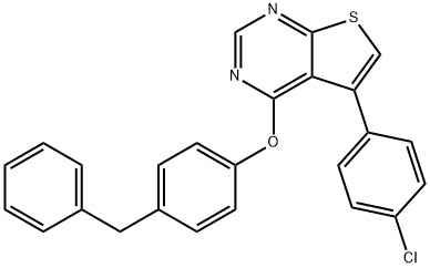 4-(4-benzylphenoxy)-5-(4-chlorophenyl)thieno[2,3-d]pyrimidine 结构式