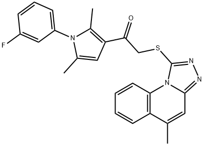 1-[1-(3-fluorophenyl)-2,5-dimethyl-1H-pyrrol-3-yl]-2-[(5-methyl[1,2,4]triazolo[4,3-a]quinolin-1-yl)sulfanyl]ethanone 化学構造式