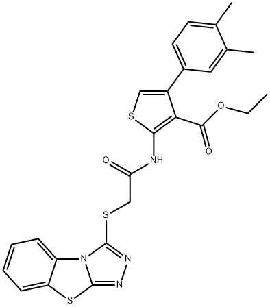 ethyl 4-(3,4-dimethylphenyl)-2-{[([1,2,4]triazolo[3,4-b][1,3]benzothiazol-3-ylsulfanyl)acetyl]amino}-3-thiophenecarboxylate Structure