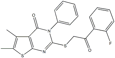 2-{[2-(2-fluorophenyl)-2-oxoethyl]sulfanyl}-5,6-dimethyl-3-phenylthieno[2,3-d]pyrimidin-4(3H)-one,315708-56-6,结构式