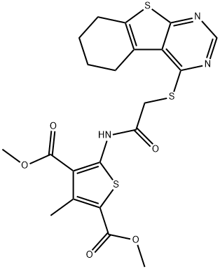 dimethyl 3-methyl-5-{[(5,6,7,8-tetrahydro[1]benzothieno[2,3-d]pyrimidin-4-ylsulfanyl)acetyl]amino}-2,4-thiophenedicarboxylate|