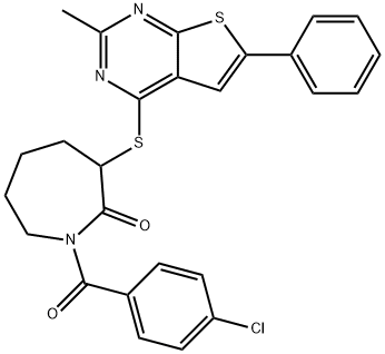 1-(4-chlorobenzoyl)-3-[(2-methyl-6-phenylthieno[2,3-d]pyrimidin-4-yl)sulfanyl]-2-azepanone,315709-40-1,结构式