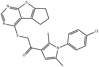 1-[1-(4-chlorophenyl)-2,5-dimethyl-1H-pyrrol-3-yl]-2-(6,7-dihydro-5H-cyclopenta[4,5]thieno[2,3-d]pyrimidin-4-ylsulfanyl)ethanone,315709-95-6,结构式