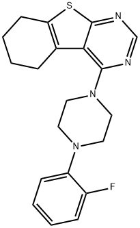 4-[4-(2-fluorophenyl)piperazin-1-yl]-5,6,7,8-tetrahydro[1]benzothieno[2,3-d]pyrimidine Structure