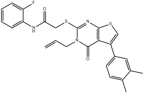 2-{[3-allyl-5-(3,4-dimethylphenyl)-4-oxo-3,4-dihydrothieno[2,3-d]pyrimidin-2-yl]sulfanyl}-N-(2-fluorophenyl)acetamide Structure