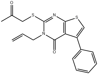 3-allyl-2-[(2-oxopropyl)sulfanyl]-5-phenylthieno[2,3-d]pyrimidin-4(3H)-one 化学構造式