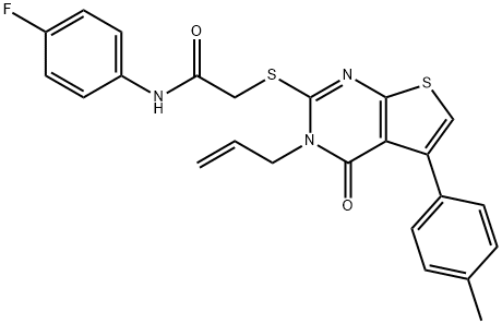 2-{[3-allyl-5-(4-methylphenyl)-4-oxo-3,4-dihydrothieno[2,3-d]pyrimidin-2-yl]sulfanyl}-N-(4-fluorophenyl)acetamide Struktur